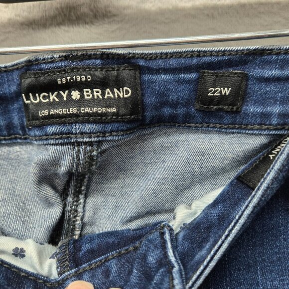 Lucky Brand 22W Hayden Skinny Medium Wash Denim Jeans Floral Bleach Distress Plu - Picture 7 of 14